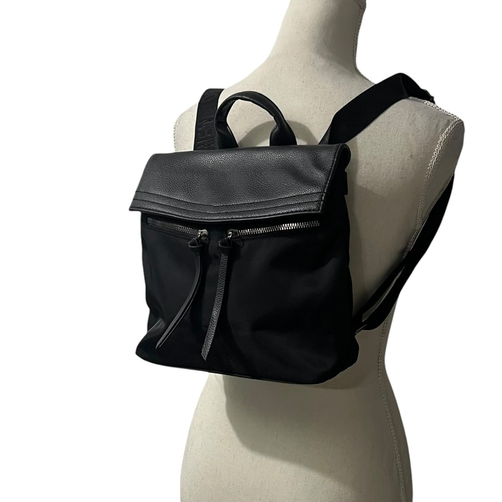 Botkier‎ New York Trigger Mini Backpack Black Leather Nylon Travel Bag